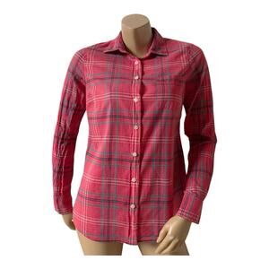 J. Crew Perfect Fit Plaid Button Front Shirt Women's Small 100% Cotton